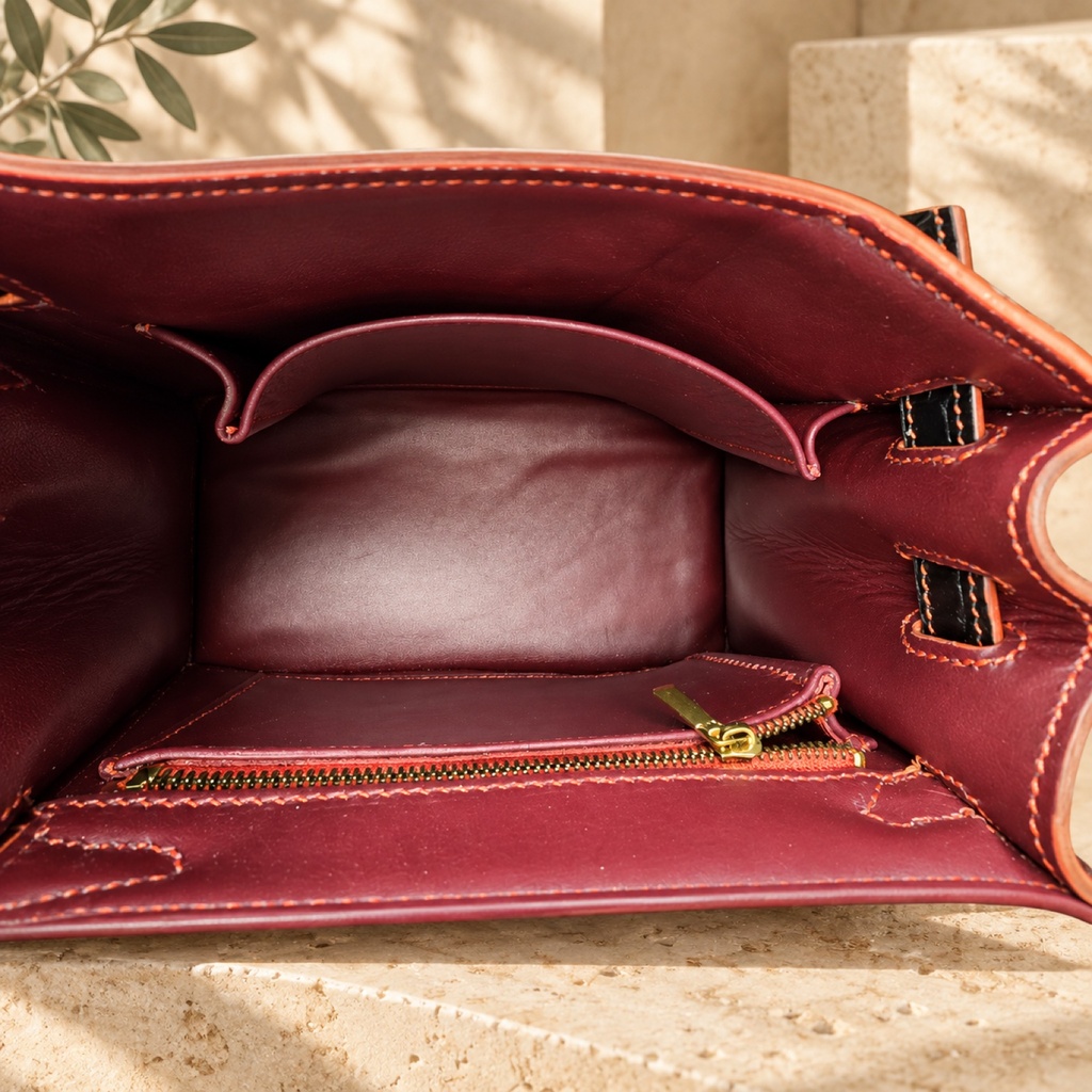 Saffiano Leather Duffle Bag - Olive Green 5