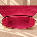 Croc-Embossed Leather Crossbody Bag with Butterfly Clasp - Red 4