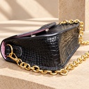 Hand-Tooled Croc-Embossed Crossbody Bag - Black 2