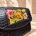 Hand-Tooled Croc-Embossed Crossbody Bag - Black 5
