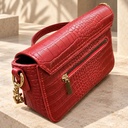 Hand-Painted Floral Croc-Embossed Crossbody Bag - Red 2