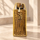 Croc-Embossed Leather Tote Bag - Mustard & Black 2