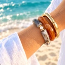 Bracelet Stack: Grey & Orange Marbled with Gold Tube Bangle 2