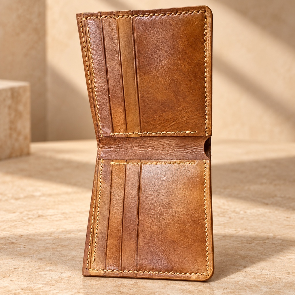 Men's Bifold Leather Wallet - Havana 2