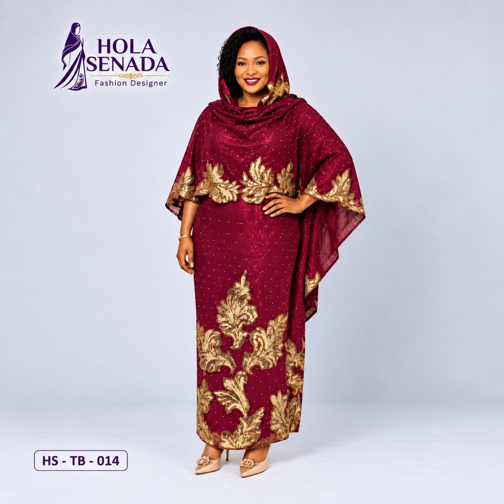 Burgundy & Gold Silk Toub