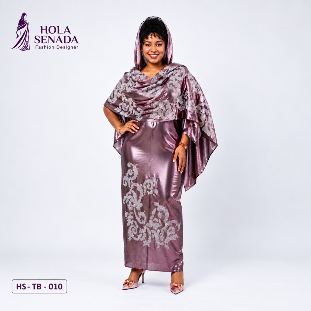 Metallic Nude Hand-Painted Lamé Silk Toub