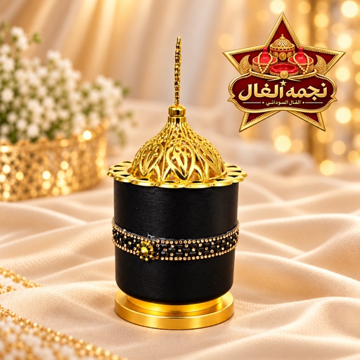 فال سوداني أسود أسطواني بشريط لامع (Black Cylinder Rhinestone Sudanese Fal)