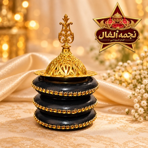 فال سوداني أسود بحلقات ذهبية (Black Gold Rings Sudanese Fal)