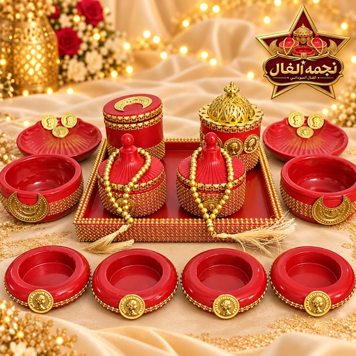طقم الفال الكامل أحمر وذهبي (Red & Gold Full Fal Set)