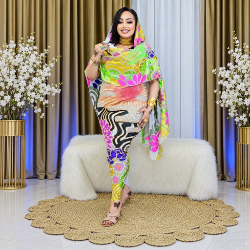 توب لامي مشغول بوهية وقليتر وكرستال (Lamé Toub with Paint, Glitter & Crystal)
