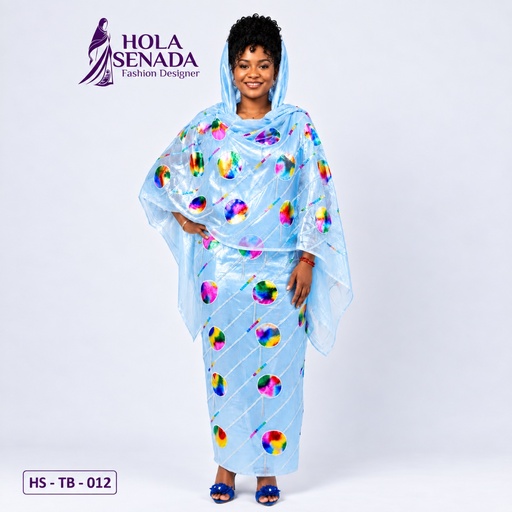 Baby Blue Rainbow Lamé Silk Toub