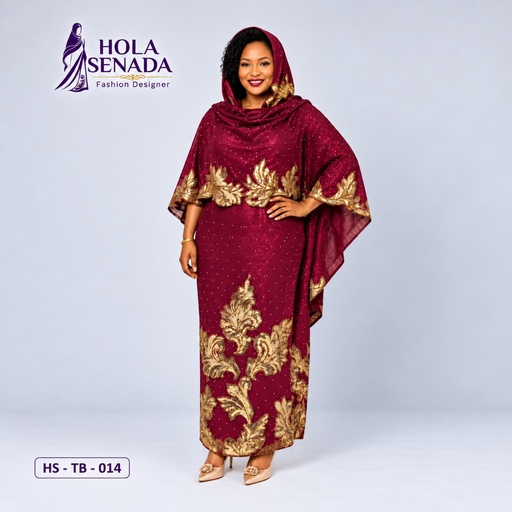Burgundy & Gold Silk Toub
