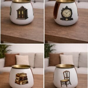 مبخرة كونكريت بتصميم vintage   هدية شمع فوندو للفواحات+طبق مبخرة  +شمع لإضاءة المبخرة