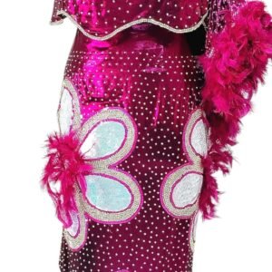 توب لامي ليزر فوشيا تركيب ترتر ريش وكريستال